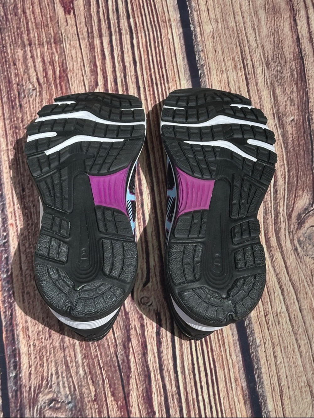 ASICS Women's Black with baby blue & Purple Athletic Running Shoes - Picture 5 of 8